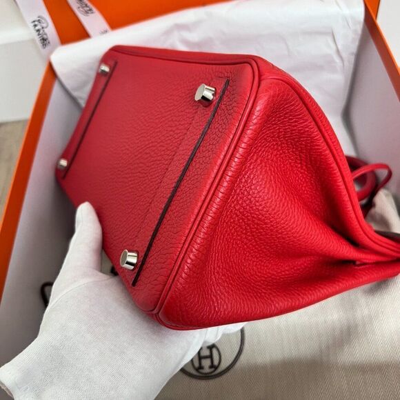 100% Authentic Hermes Birkin 30 Geranium in Togo with SHW Stamp P - Picture 9 of 16